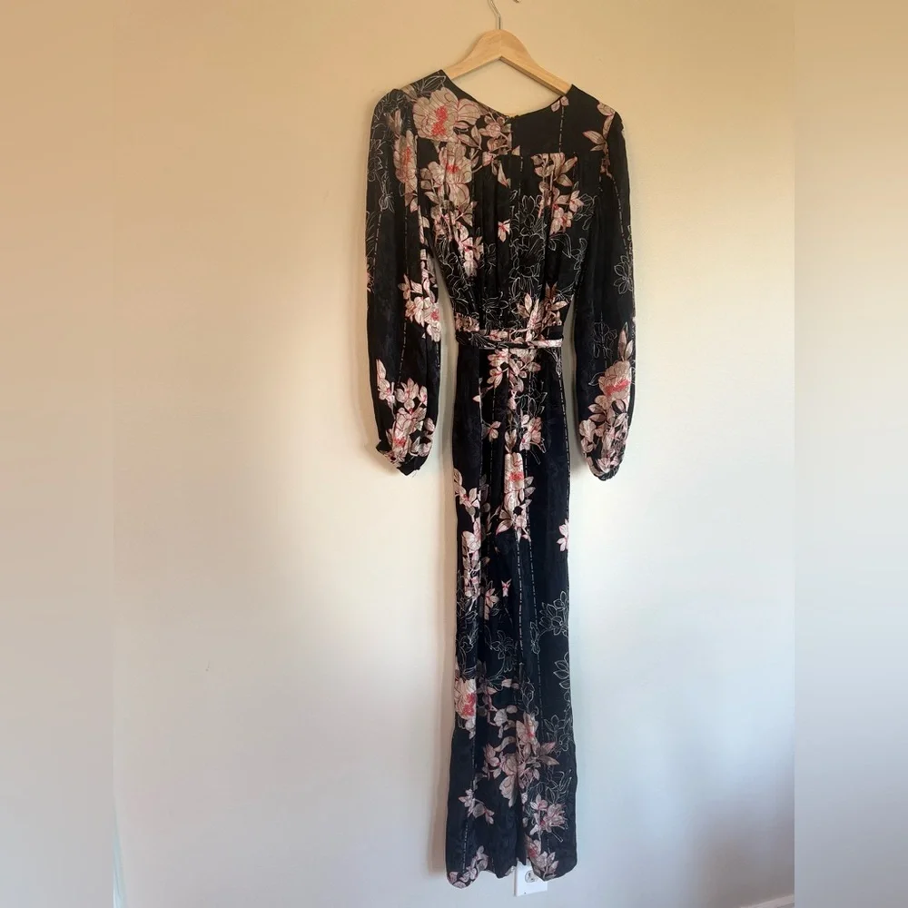 Anthropologie Harlyn Floral Boho Wide Leg Jumpsuit Balloon Sleeve S - Picture 5 of 14